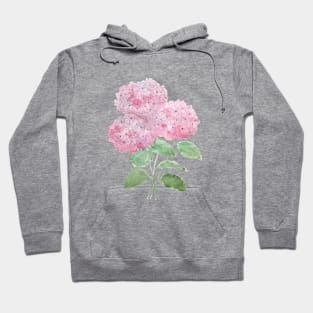 3 pink hydrangea flower ink and watercolor Hoodie